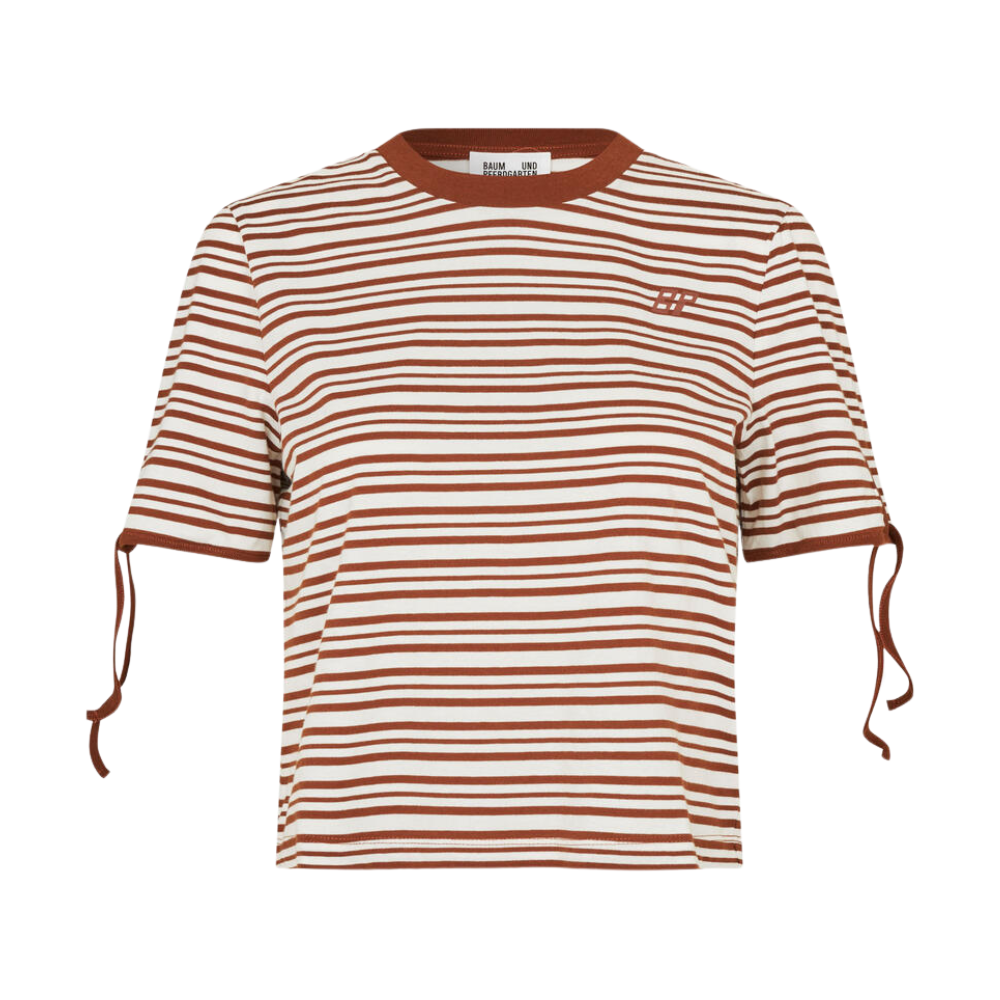 Janet t-shirt - Caramel Brown Stripe